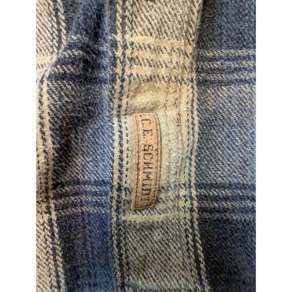 VTG 90s CE Schmidt Shirt Mens 2XL Blue Plaid Flannel Outdoor Barn Chore Shacket - Picture 3 of 7